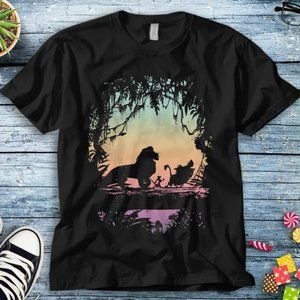 Disney The Lion King Gradient Jungle Trio Graphic Unisex Tee Adult T-shirt